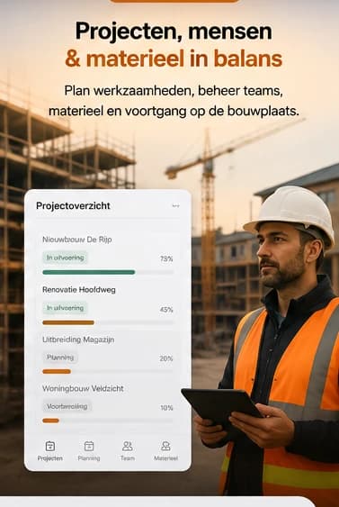 Voorbeeld van project- en teamplanning voor een bouwbedrijf