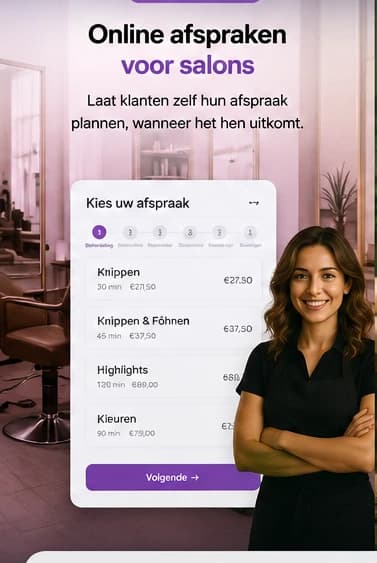 Voorbeeld van online afspraken en planning voor een kapsalon